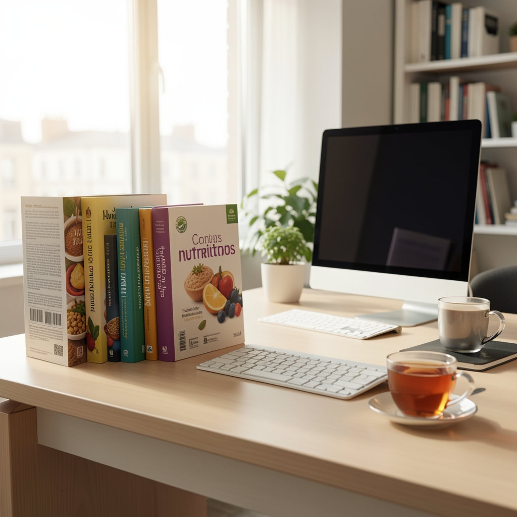 Bureau éditorial avec ouvrages de référence et notes de vérification des sources